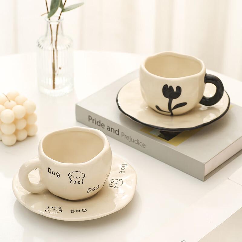 Changbaosen Hand-Painted Ceramic Mug with Saucer