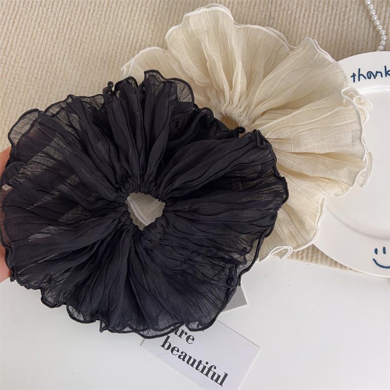 Oversize Wrinkled Elastic Hair Scrunchie Large Handmade Band Crepe Mesh Hair Tie Ponytail Holder Hair Accessorie For Women Girls