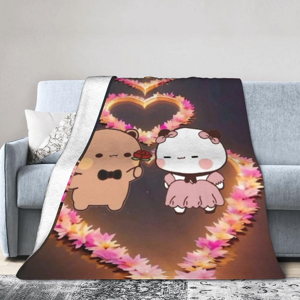 Bubu & Dudu Heart Love Plush Blankets Kids Adult Flannel Throw Blanket For Outdoor Super Soft Customized Quality Bedspread Gift
