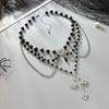 Ingemark Elegant Multilayer Crystal Tassel Choker Necklace for Women Goth Cross Jesus Love Heart Pendant Halloween Jewelry Gift