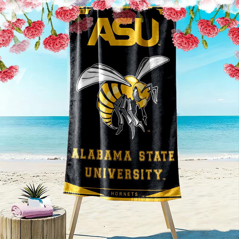 Alabama State Hornets Print Beach Towel, Large Soft Quick Dry Towel for Beach Camping Swimming