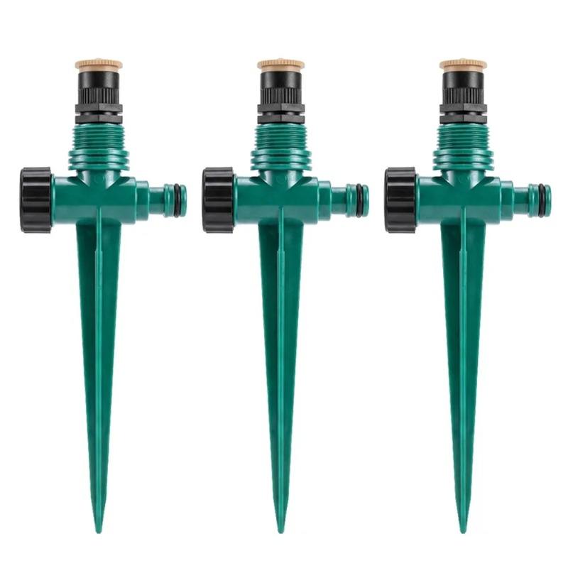 3Pcs 360° Rotation Automatic Lawn Sprinkler Adjustable Nozzle Corrosion Resistant Garden Watering System Buried Plug Irrigation Tool