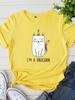 I'm A Unicorn Cat Print T Shirt Women Short Sleeve O Neck Loose Tshirt Summer Women Causal Tee Shirt Tops Camisetas Mujer