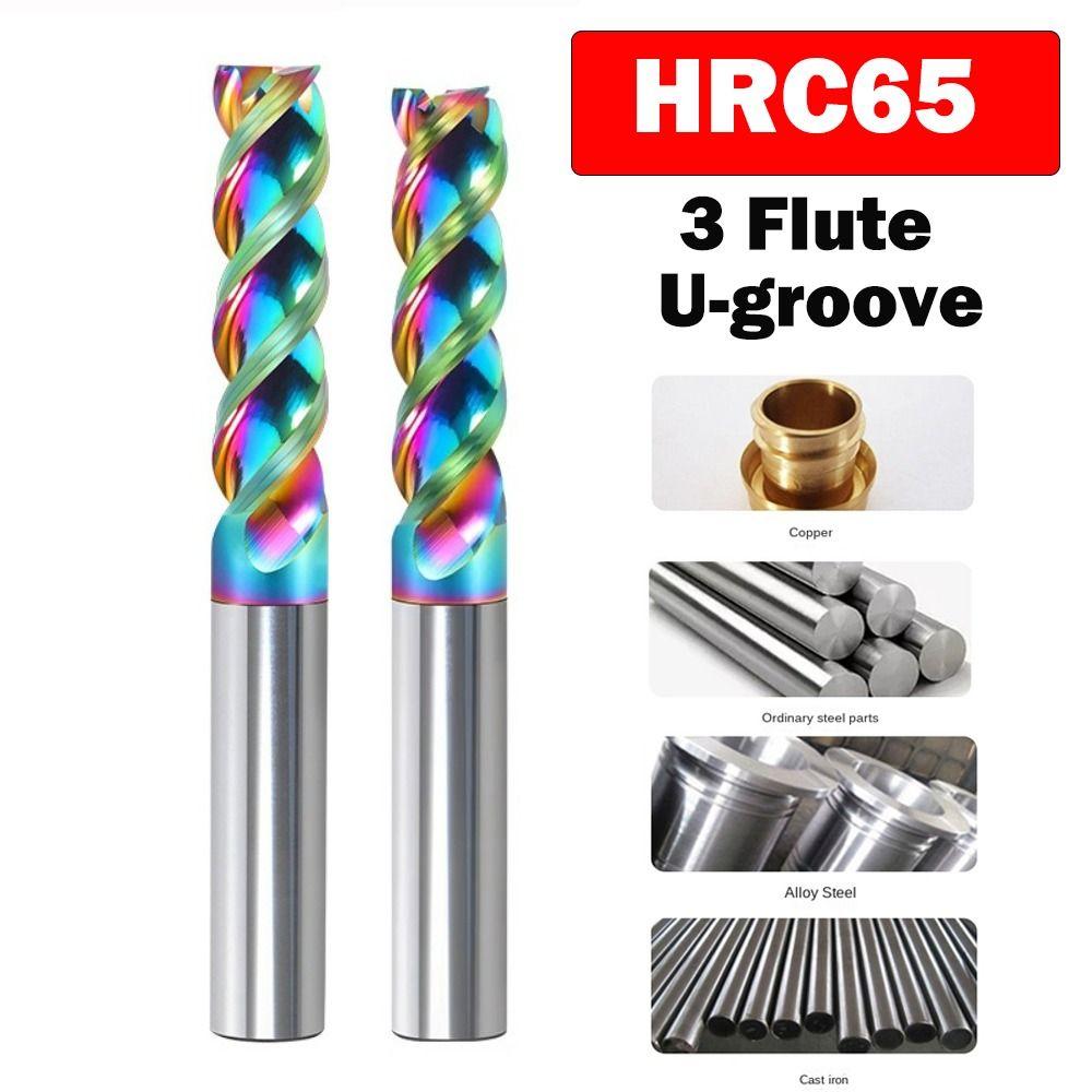 HRC65 Metal Milling U-groove CNC Carving Bit Special CNC 3 Flute End Mill