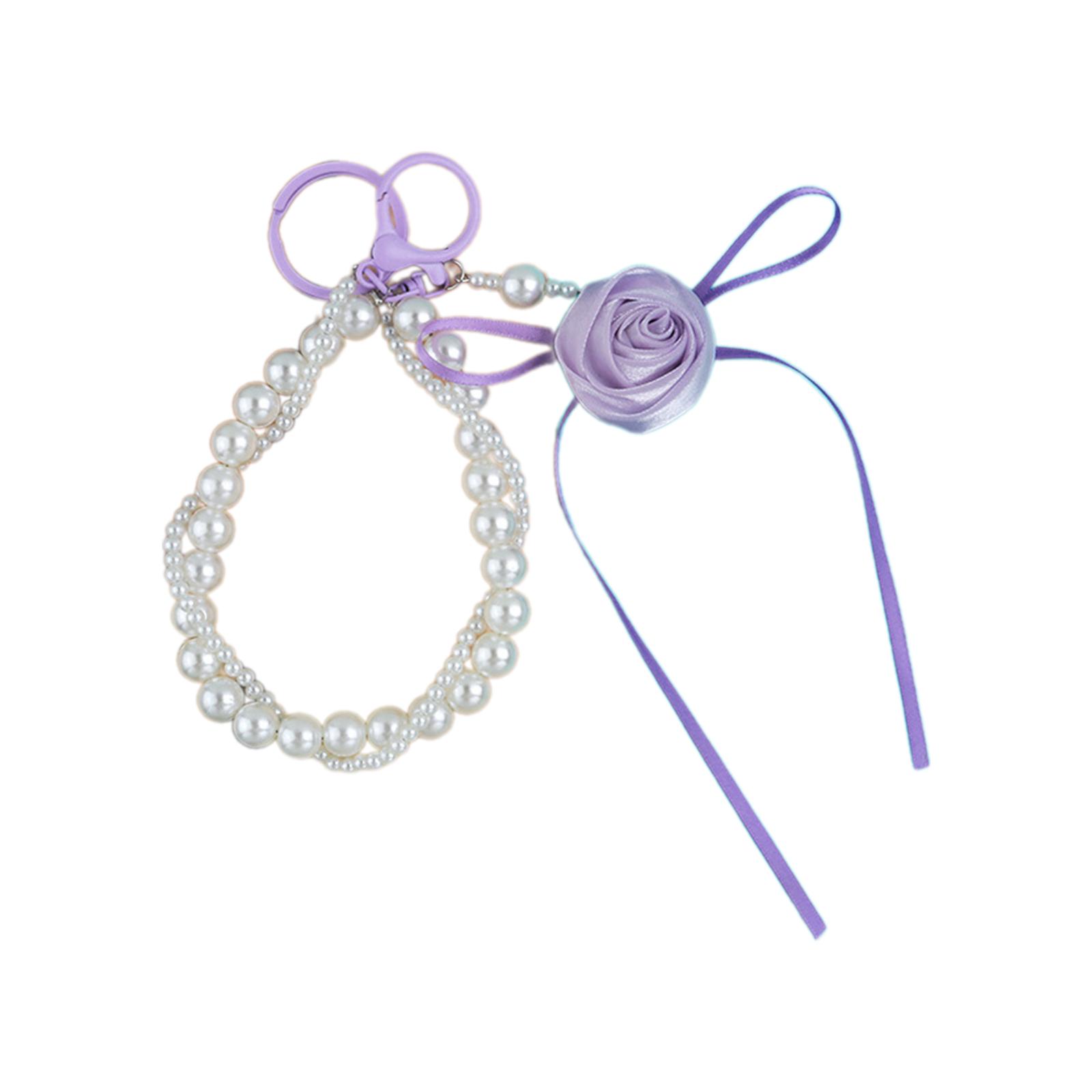 

Элегантный брелок с бантами из лент и розой, украшение для телефона, сумка, брелок, подвеска, поделка для модного аксессуара фиолетовый