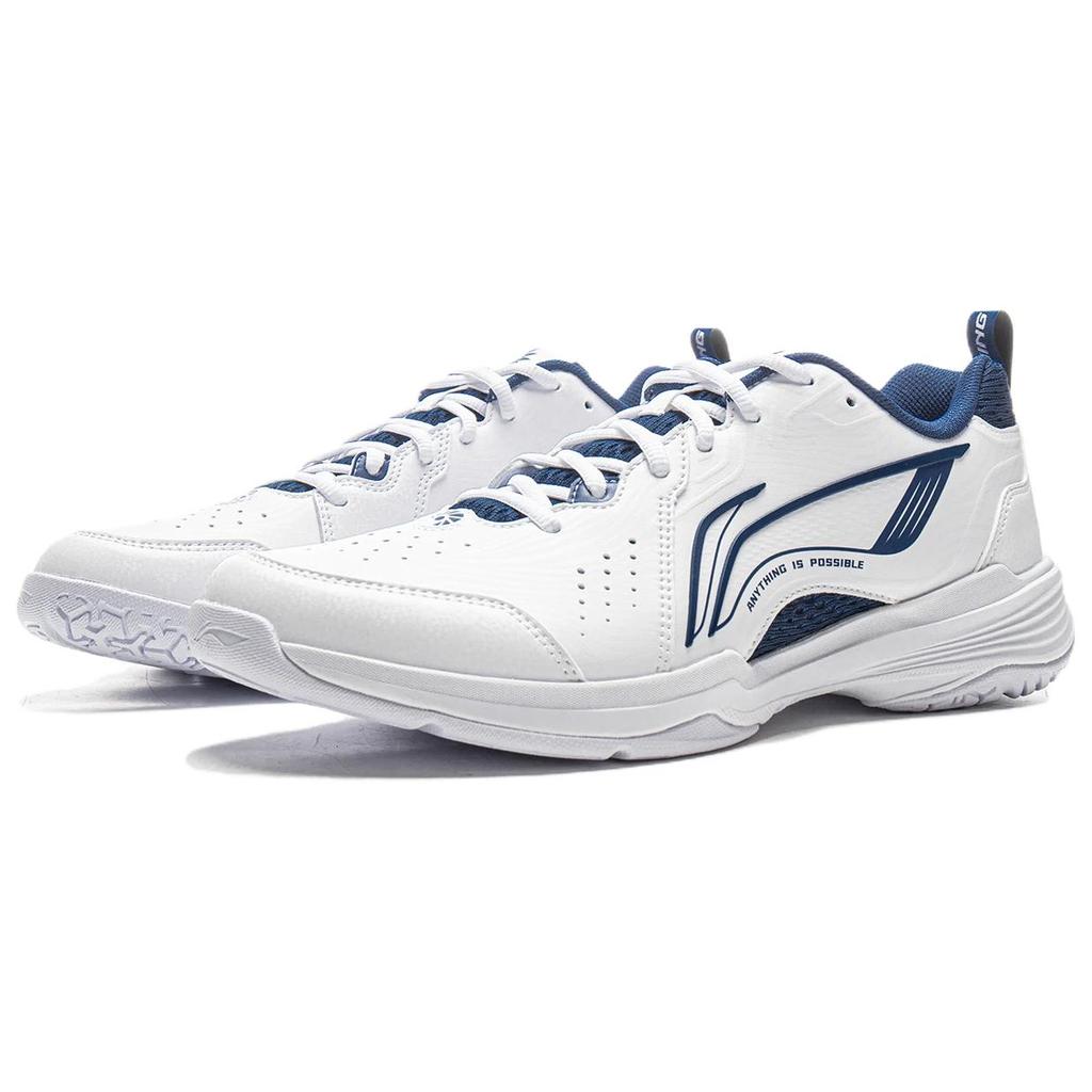 Li Ning Flying Eagle Comfortable Simple Breathable Lightweight Low-Top Badminton Shoes Unisex sneaker White Navy-Blue AYTU001-9