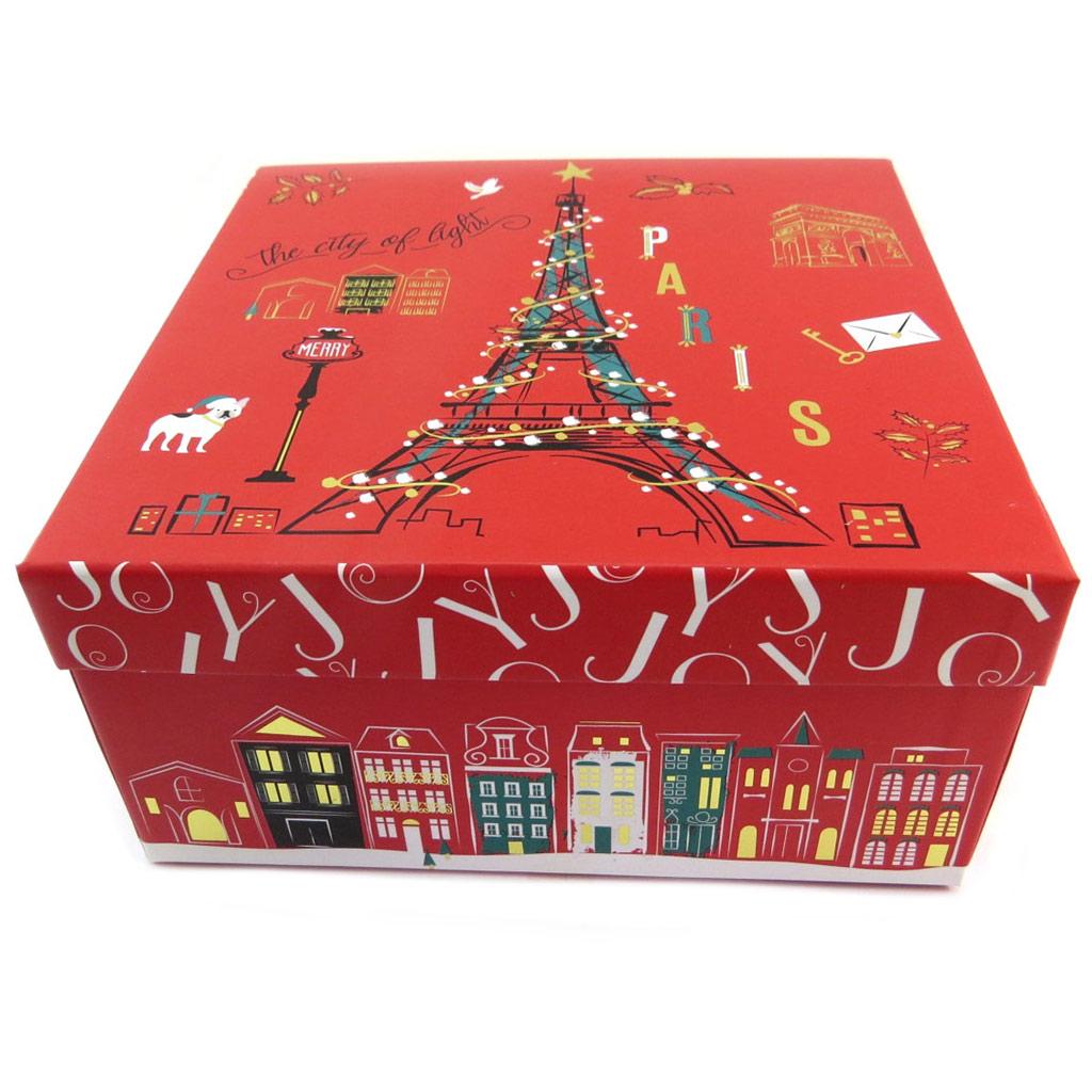 Les Trésors De Lily [P5718] - Set of 3 Nesting Boxes 'Christmas In Paris' Red Blue Black - 18.5x9 Cm