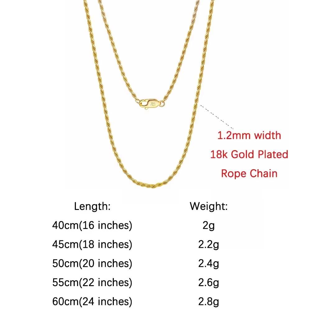 

Rinntin Luxury 925 Silver Diamond-Cut Rope Chain Necklace For Men Women Fashion Italian Silver Neck Chain Jewelry SC29 40cm