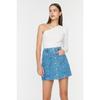 Blue High Waist Front Buttoned Stitching Detail Denim Skirt Twoss22et00050