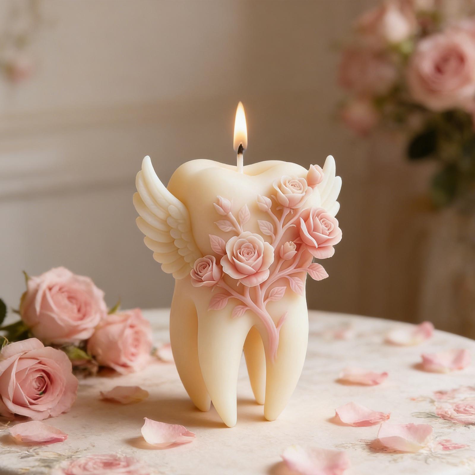 

3D Wings Teeth Rose Flower Mould Silicone Cylinder Moulds Reusable Easy To Demold for Wedding Valentine Day DIY Home Decor China Mainland