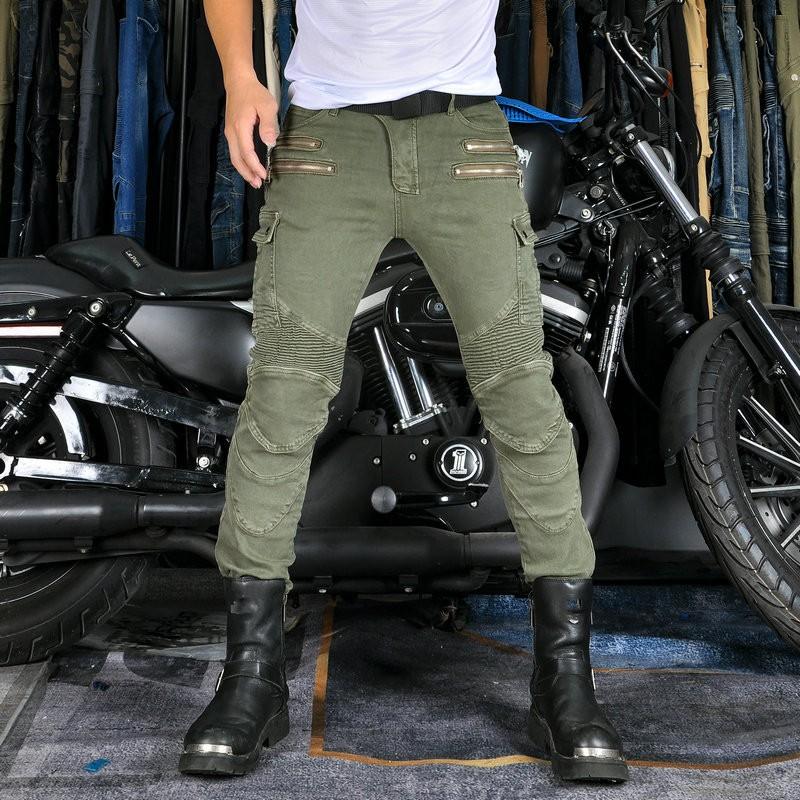 Mens Motorcycle Jeans Tactical Riding Pants Multi-pocket Casual Outdoor Anti-fall Biker Trousers