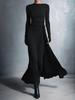 2025 Women's Autumn/Winter Solid Color Long Sleeve Wrap Dress with Knot Detail