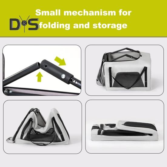 Wózek dla psa 4-kołowy wózek dla zwierząt z 360° obrotowym, chowanym uchwytem, wentylowana torba dla zwierząt, składany wózek dla psów i kotów