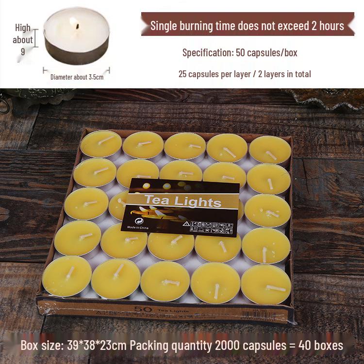 50pcs Box of Romantic Aluminum Shell Tea Candles - Creative Birthday Love Design, White Wax for Weddings & Hotels