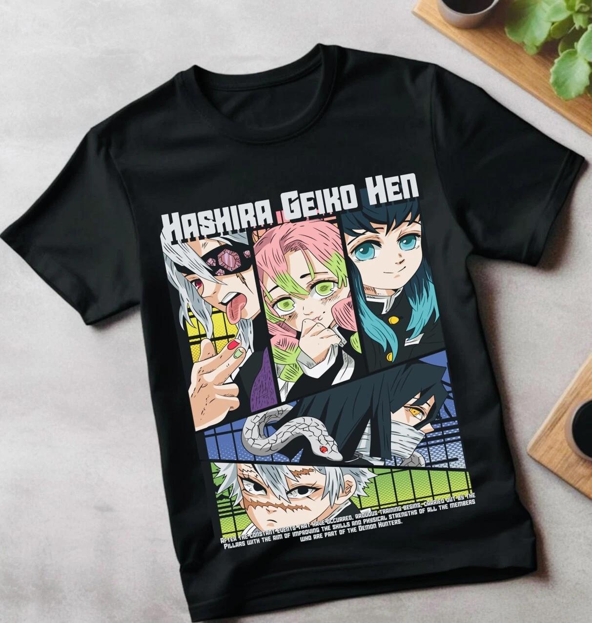 

2026 Summer Demon Slayer Anime Hashira Geiko Hen Loose Shortsleeved Pure Cotton Childrens Tshirt Tide Unisex Casual Y2k S