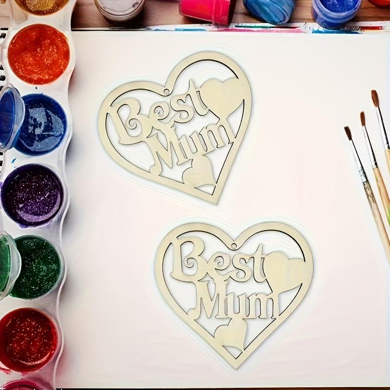 10/20 pieces of unfinished wooden heart-shaped "Best Mom" decorations - DIY Mother's Day gift, with a hollow heart design