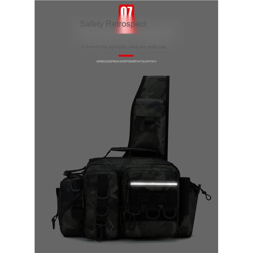 Crossbody Bag Unisex Nylon Multi Pocket Lightweight for Outdoor Fishing