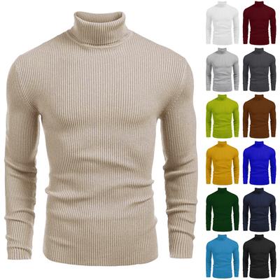 Men's Sweater High Neck Sweater Solid Color Slim Bottoming Sweater