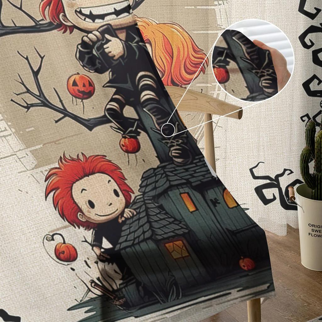 Dovleac de Halloween Ramă Dormitor Perdele Transparente Decorație Sărbători Fereastră Voile Tulle Perdele