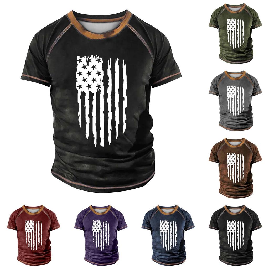 Pánské raglánové tričko s krátkým rukávem a kulatým výstřihem v retro stylu s potiskem Den nezávislosti