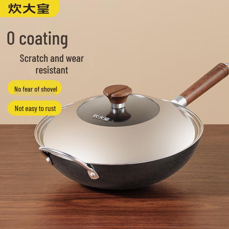 COOKER KING Непокрытая чугунная вок-сковорода с крышкой, 34 см