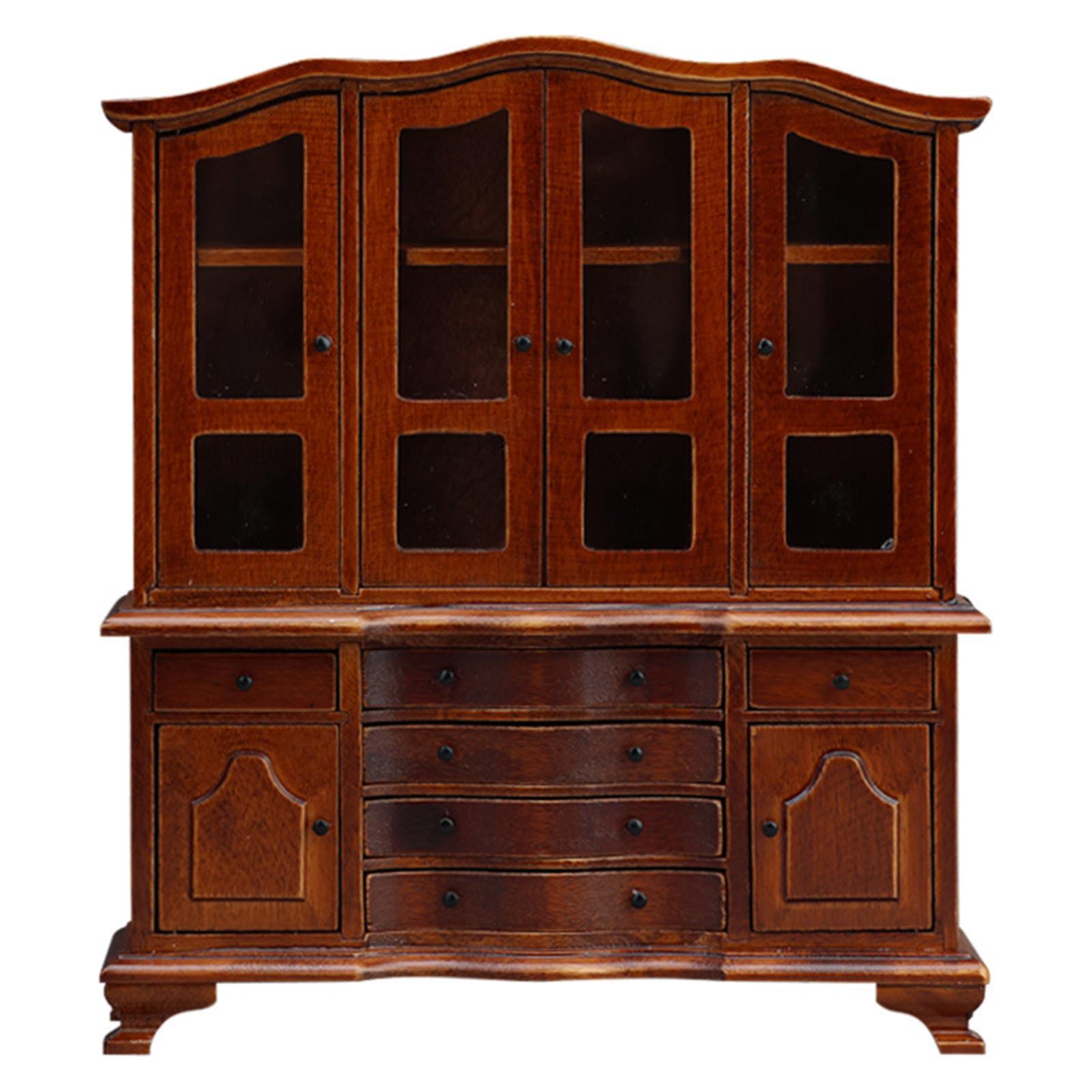 

Миниатюрный витринный шкаф для кукольного домика в масштабе 1/12 с функциональным ящиком, дверцей, боковым шкафчиком, мебель для кукольного домика для реалистичной игры