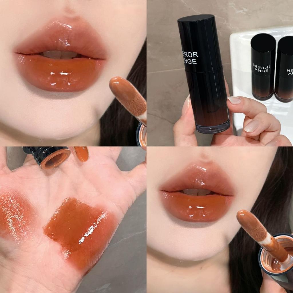 Herorange Condensing Wave-Gloss Lip Essence, with a Moisturizing and Silky Texture, Creates a Clear, Dewy Mirror-Like Finish on the Lips