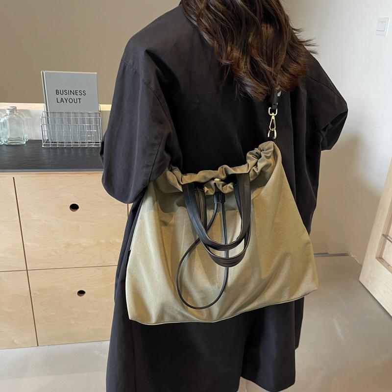 Большая вместительная сумка-ведро с завязками на шнурке женская сумка через плечо сумка — фото 9