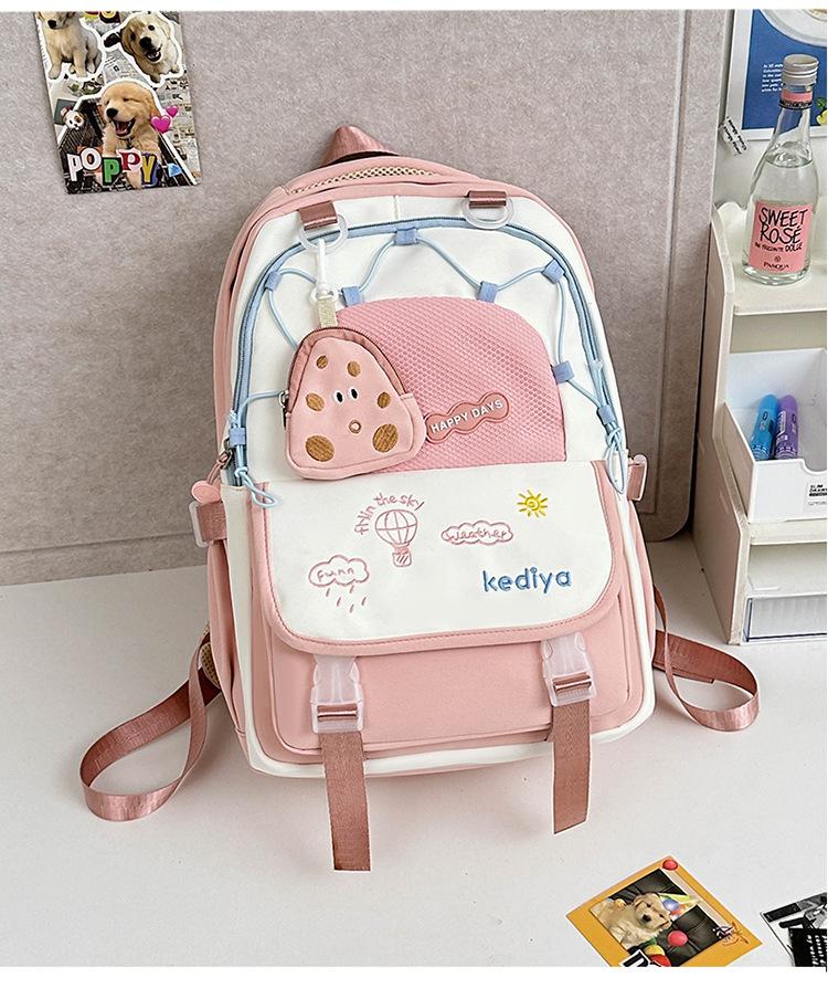 College Junior High School Students' Cute Ins Schoolbag Light Backpack Large Capacity Japanese Fresh Girl Backpack
