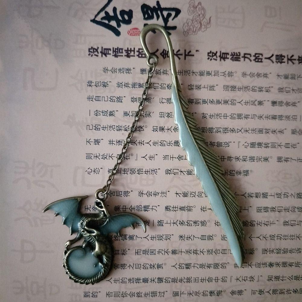Stationery Pendant Dragonflies School Bookmark Luminous Bookmark Feather Bookmarks Metal Bookmark