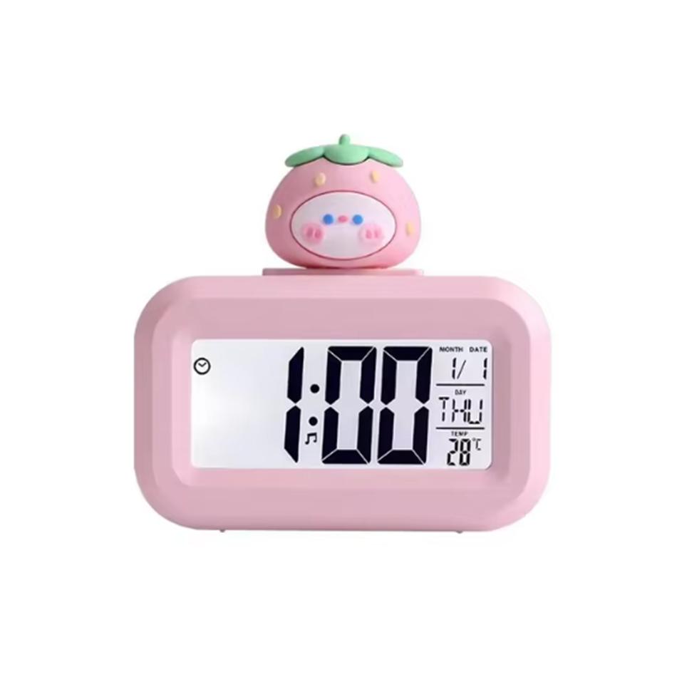 

Кавайные светодиодные цифровые часы, милый римский декор, мультяшный будильник в виде свиньи с ночником, милые часы для спальни, украшения на прикроватной тумбочке