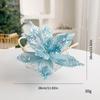 Christmas Gifts Artificial Poinsettia Glitter Flower Xmas Tree Decoration 28cm 3D Simulation Magnolia Flannel Pink Blue