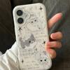New cartoon cute ancient flavor gray cat white rabbit iPhone17promax double layer IMDiPhone16ProMax round edge airbag 14Pr all-inclusive