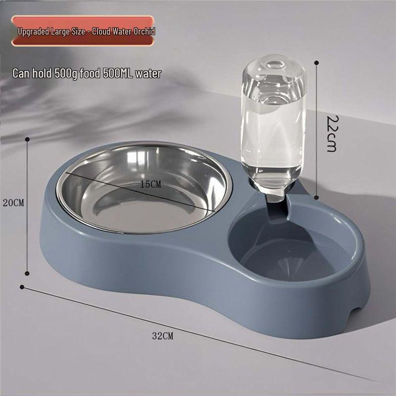 Dual Pet Bowl: Non-Slip Automatic Water and Food Bowl for Cats & Large Dogs