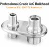 A/C Bulkhead, Car 2-Port Air Conditioner Bulkhead Connector Universal Modification Replacement for Hot Rod(Silver)