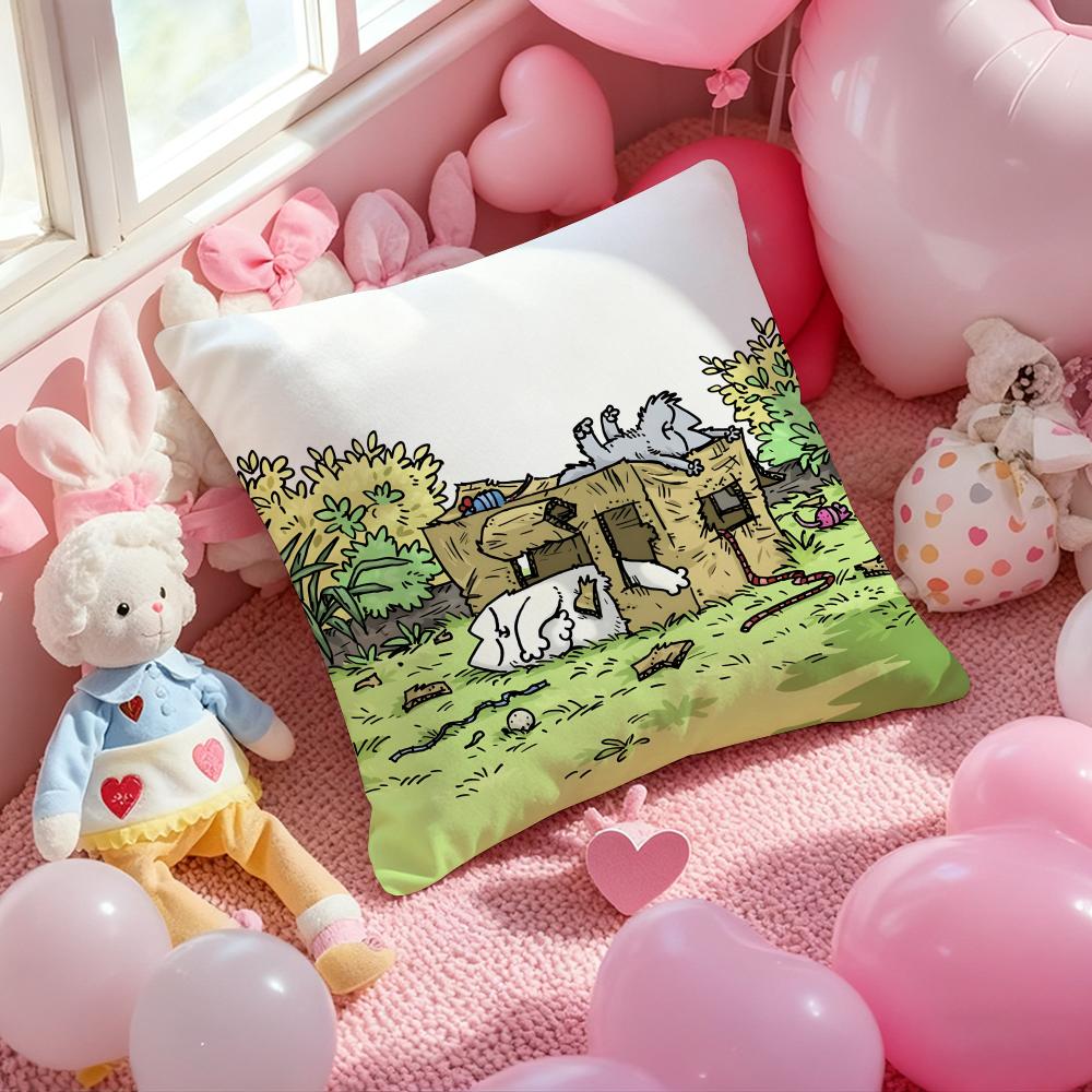 Kawaii S-Simons Cat B Cartoon Anime Cushion Cover Pattern Printed Pillowcase For Living Room Sofa Cushion Cover & Bedroom Decor