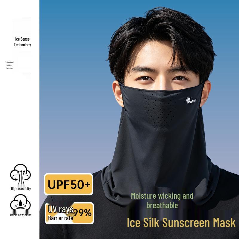 Women's Ice Silk Sun Protection Face Veil: Breathable, Anti-UV, Ear-Hanging Mask & Neck Guard for Cycling
