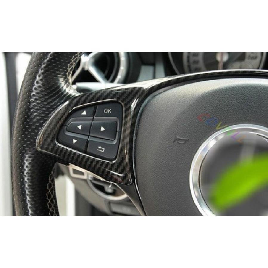 Front Steering Wheel Frame Cover Trim For Benz GLA CLA 2013-19 ABS Carbon Fiber