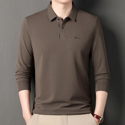 Frühling und Herbst Langarm Herren Nahtloses T-Shirt Herren Stretch Freizeit Polo Kragen Herren Unterhemd Trendiges Poloshirt Herren