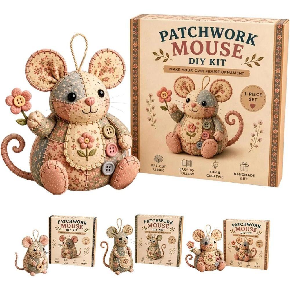 Handmade Patchwork Mouse Kit Pre Cut Fabric Mouse Sewing Kit Patchwork Craft Kit  Craft Learning