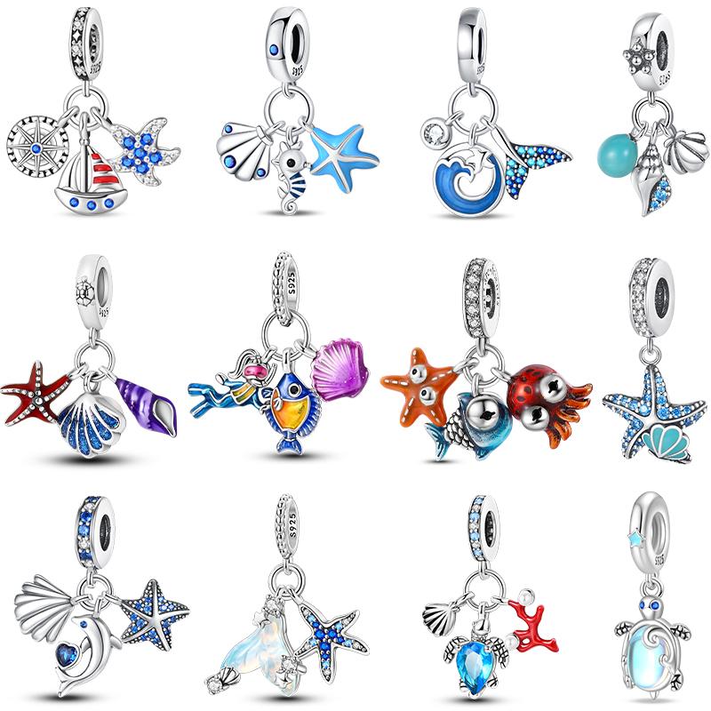 Luminous Ocean Series Copper Dolphin Turtle Octopus Charms Beads 3Mm Diy Fine Jewelry Gifts Making