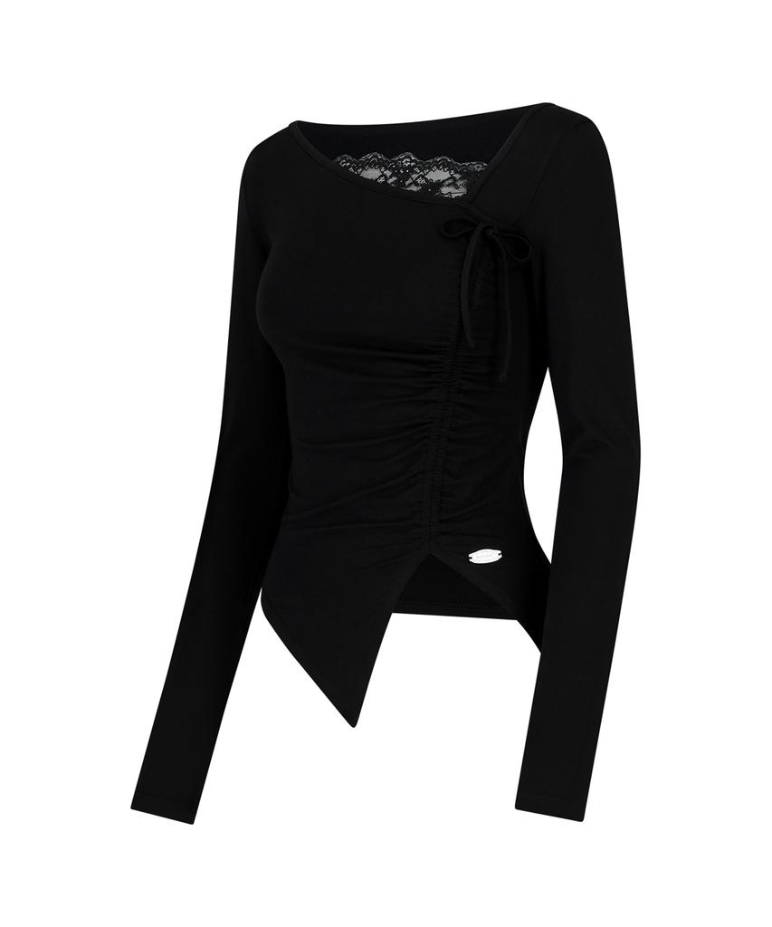 SECONDSALT Lace Point Side String Long Sleeve (Black)