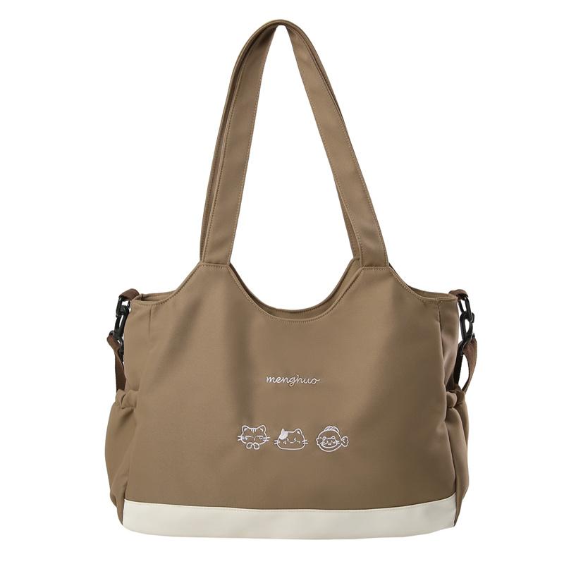 

Однотонная сумка-тоут женская легкая вместительная сумка через плечо коричневый