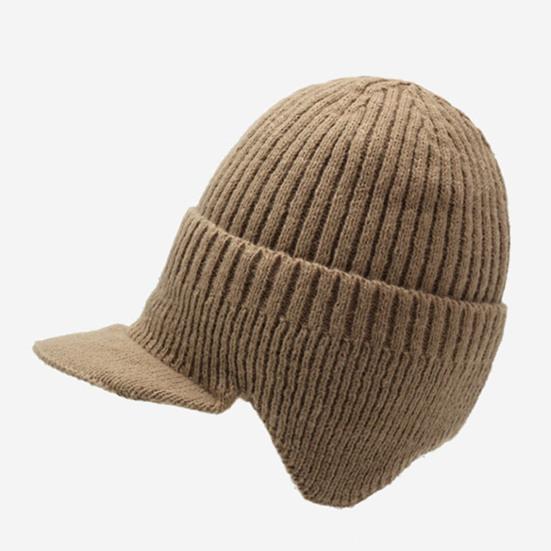 Winter Knitted Hat Solid Color Men Women Thickened Fleece Lining All-weather Hat Cold Weather Outdoor Headwear