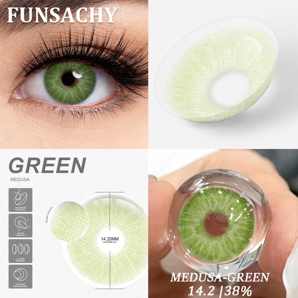 

Кольорові контактні лінзи для очей Funsachy, 2 шт., 2 шт., синьо-зелені кольорові лінзи, красива зіниця, річний макіяж, косметичні коричневі контактні лінзи