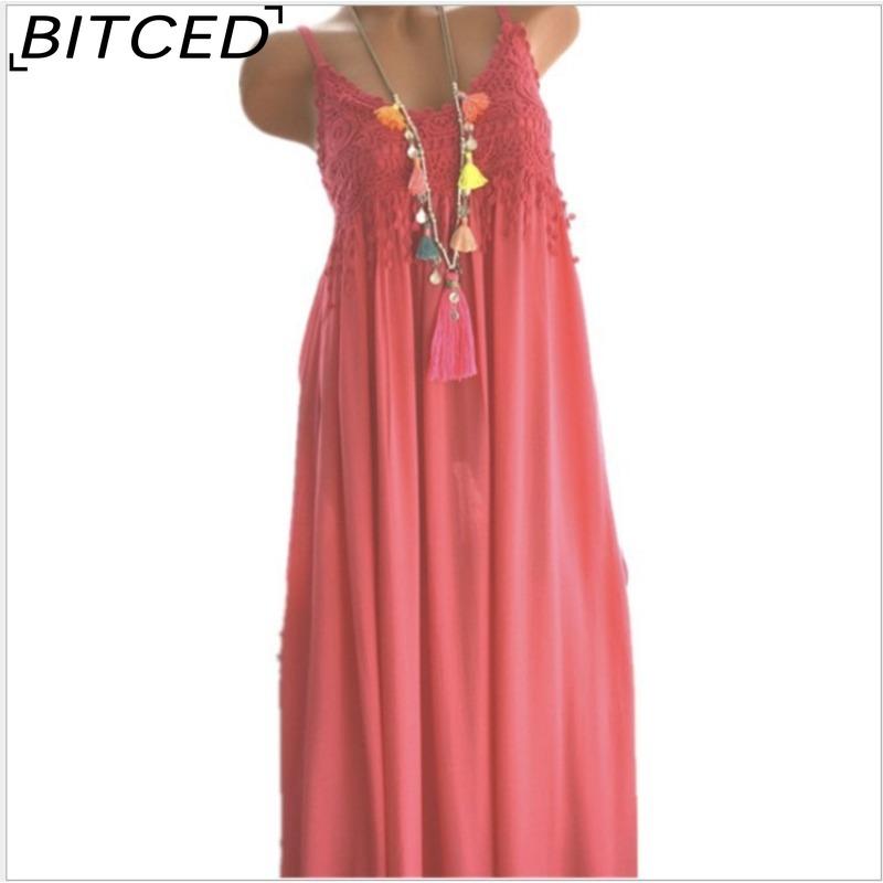 BITCED Damenmode Sommer Frühling Einfarbiger Druck Ärmellose Hosenträger Hohe Taille Freizeitkleider