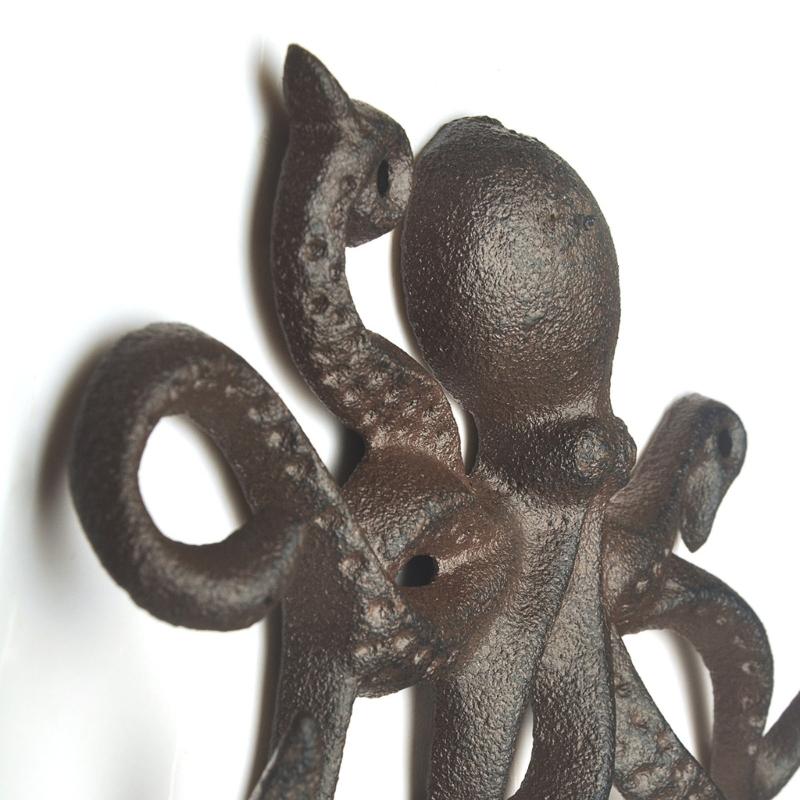 Metall-Wandhaken für Schlüssel, Handtücher und Schals, Akzent mit Meeresbewohner, zur Schraubmontage, für Eingangsbereich, Flur, Badezimmer, Schlafzimmer, Aufbewahrung