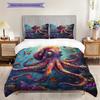 Octopus Pattern Bedding Quilt Set Quilt Cover Pillowcase Home Decoration Birthday Gift (1 * Duvet Cover + 2 * Pillowcase, Without Core)