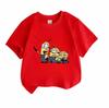 Kids Boys Girls 100% Cotton Crew Neck Short Sleeve T-Shirt, Cute Cartoon Three Funny Yellow Characters Print Casual Soft Tee Tops for Children Daily W