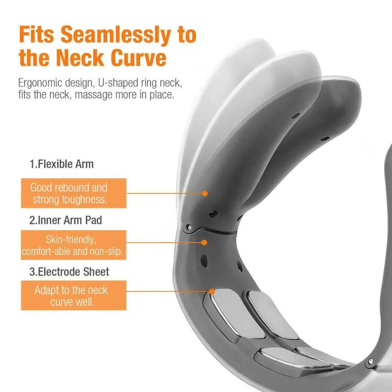 EMS Electric Neck Massager 6 Modes 9 Gears Neck Shoulder Massage Wireless Cervical Spine Massager Heating Physiotherapy